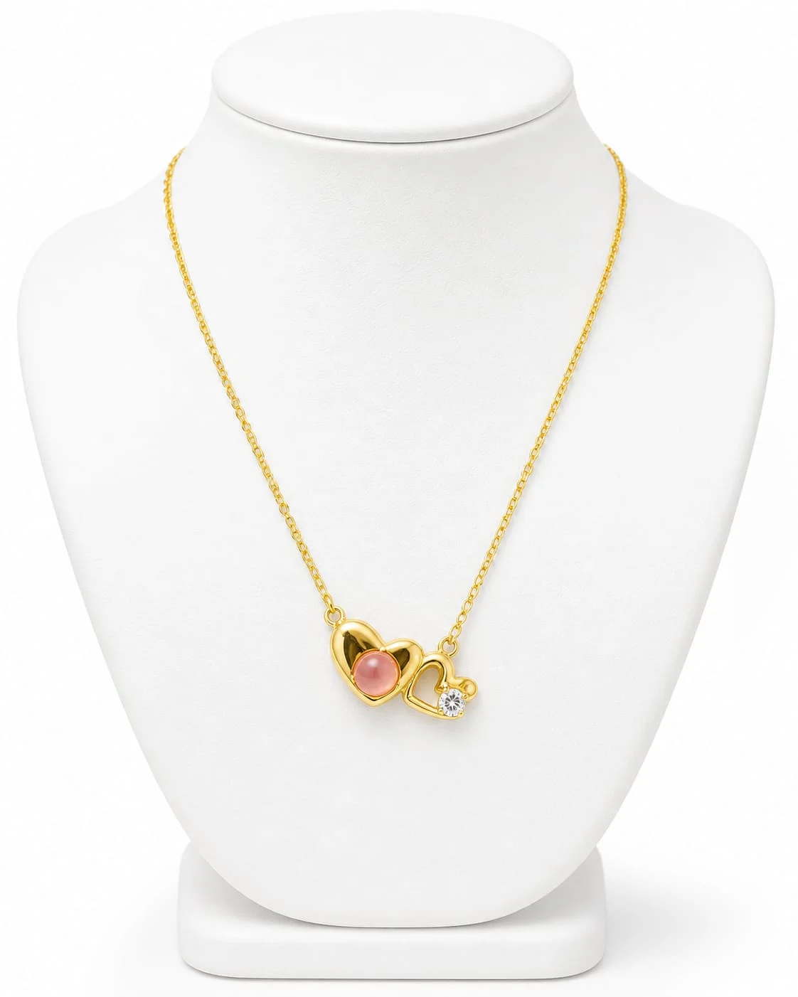Blush Heart Duo Gold Pendant Chain.