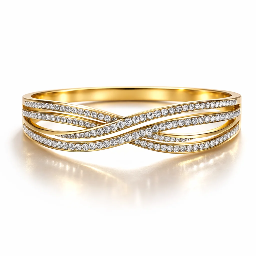 Luxury Gold Plated Crystal Studded Designer Bangle Bracelets for Women