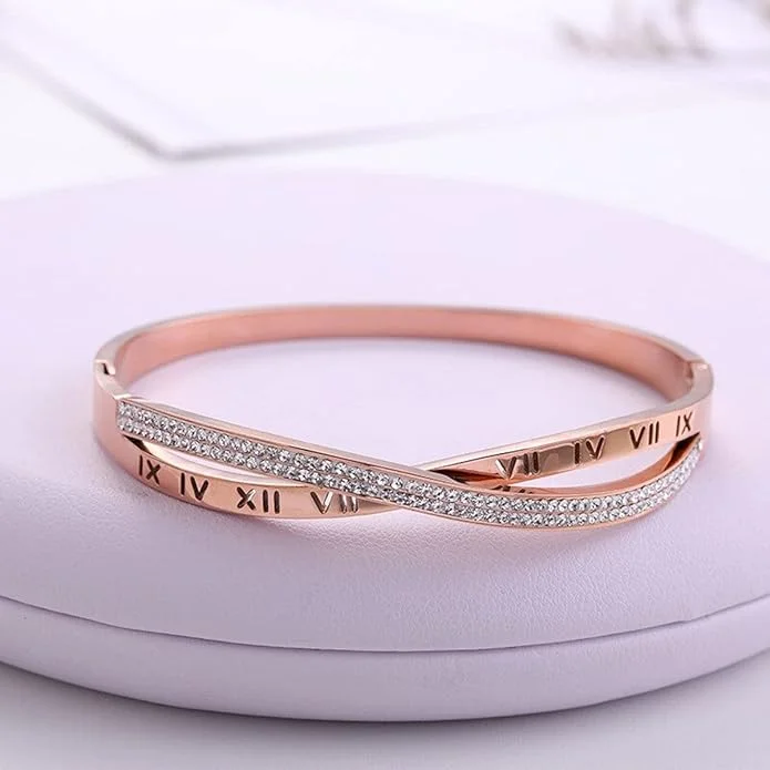 Roman Numeral Crystal Bracelet – Timeless Elegance Bangle