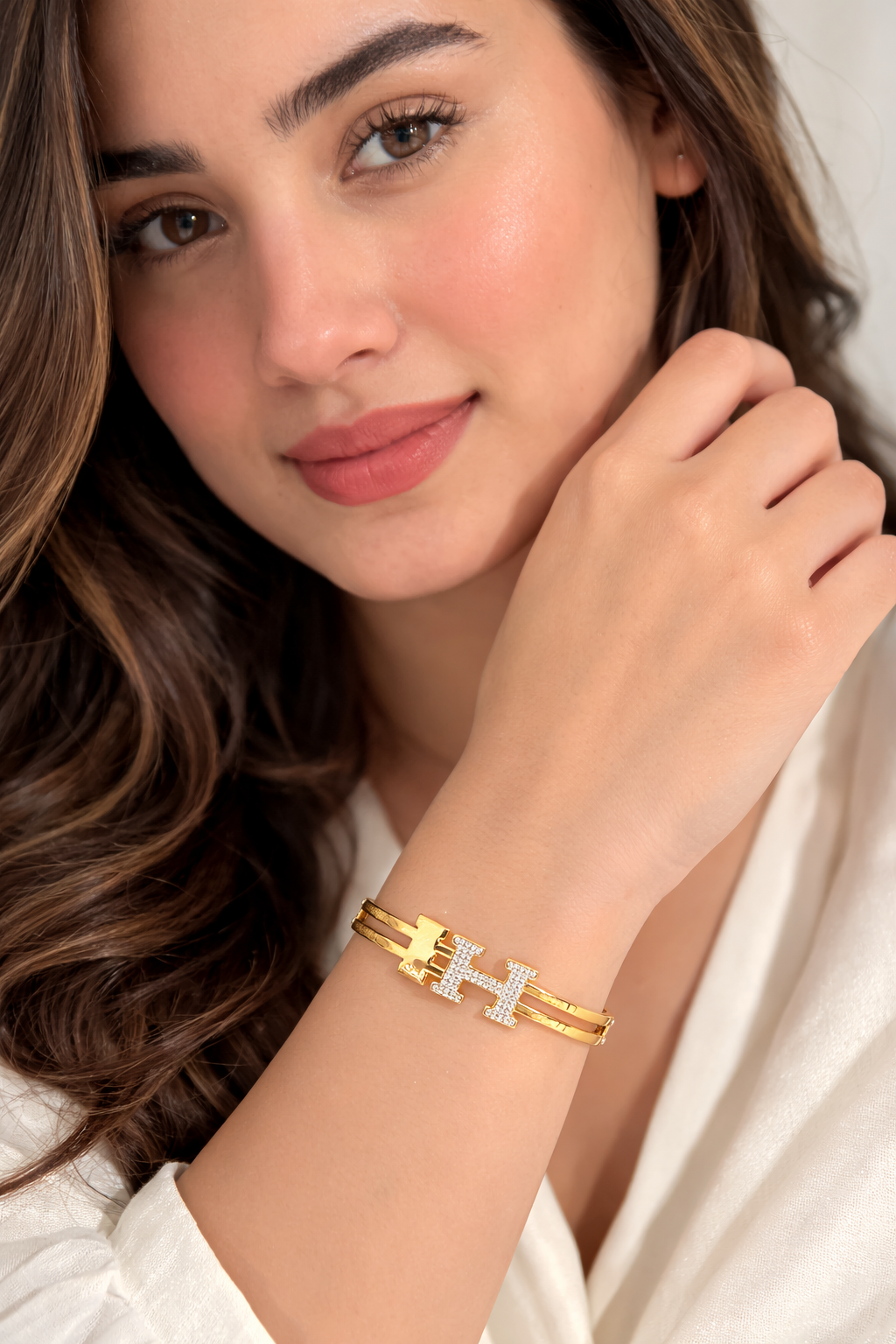 Crystal Accent Cuff Luxury Bracelet Bangle