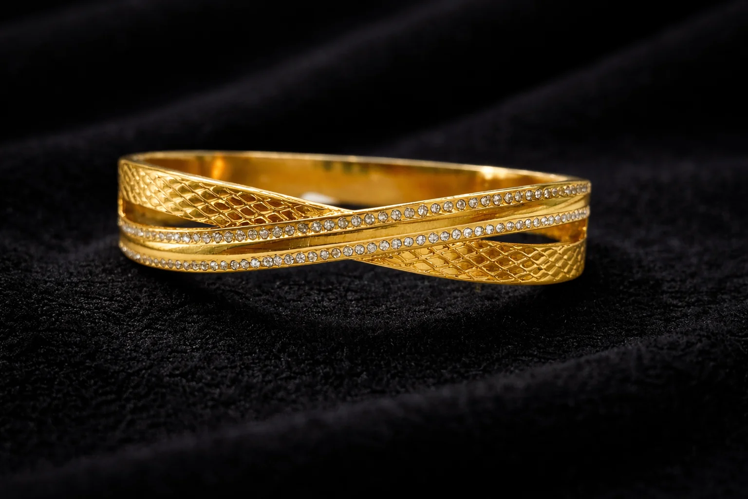 Luxury Gold Plated Crystal Studded Designer Bangle Bracelets for Women thumbnail