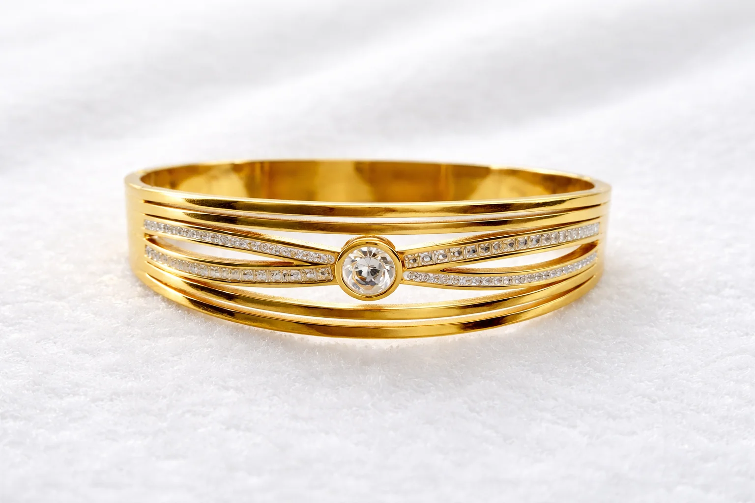 Luxury Gold Plated Crystal Studded Designer Bangle Bracelets for Women