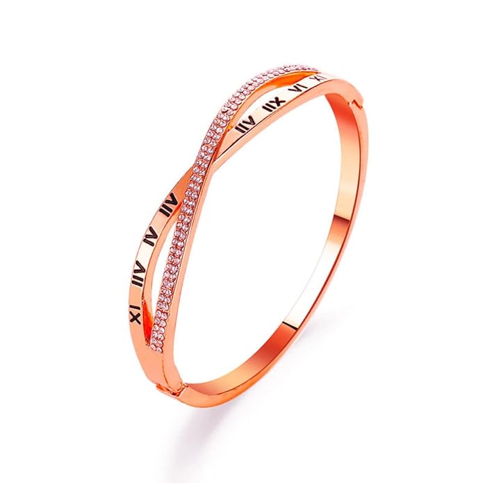 Roman Numeral Crystal Bracelet – Timeless Elegance Bangle thumbnail