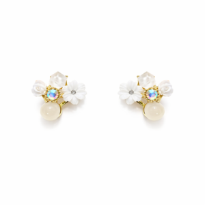 Accessories elegant white floral stud earrings for women – crystal & bead flower cluster studs | stylish fashion jewellery