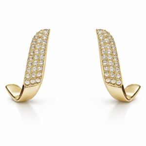 elegant crystal curve stud with pearl dropping earrings for women – gold plated rhinestone stud earrings | trendy fashion jewellery