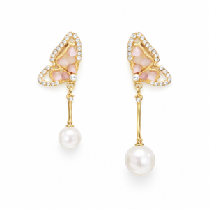 elegant pearl dro stud earrings for women – gold plated crystal geometric studs with pearl dangle | stylish fashion jewellery