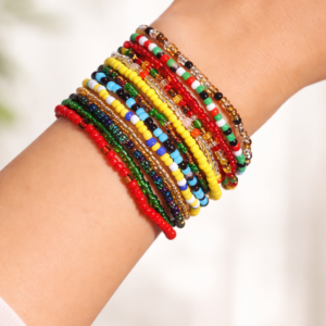 women’s multicolor beaded bracelet set – boho layered stretch bracelets with tassel & charm, fashion stackable wrist jewelry for girls & women