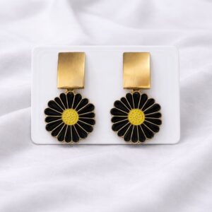 elegant floral pearl stud earrings for women – gold plated flower earrings with crystal accent | lightweight fashion jewellery